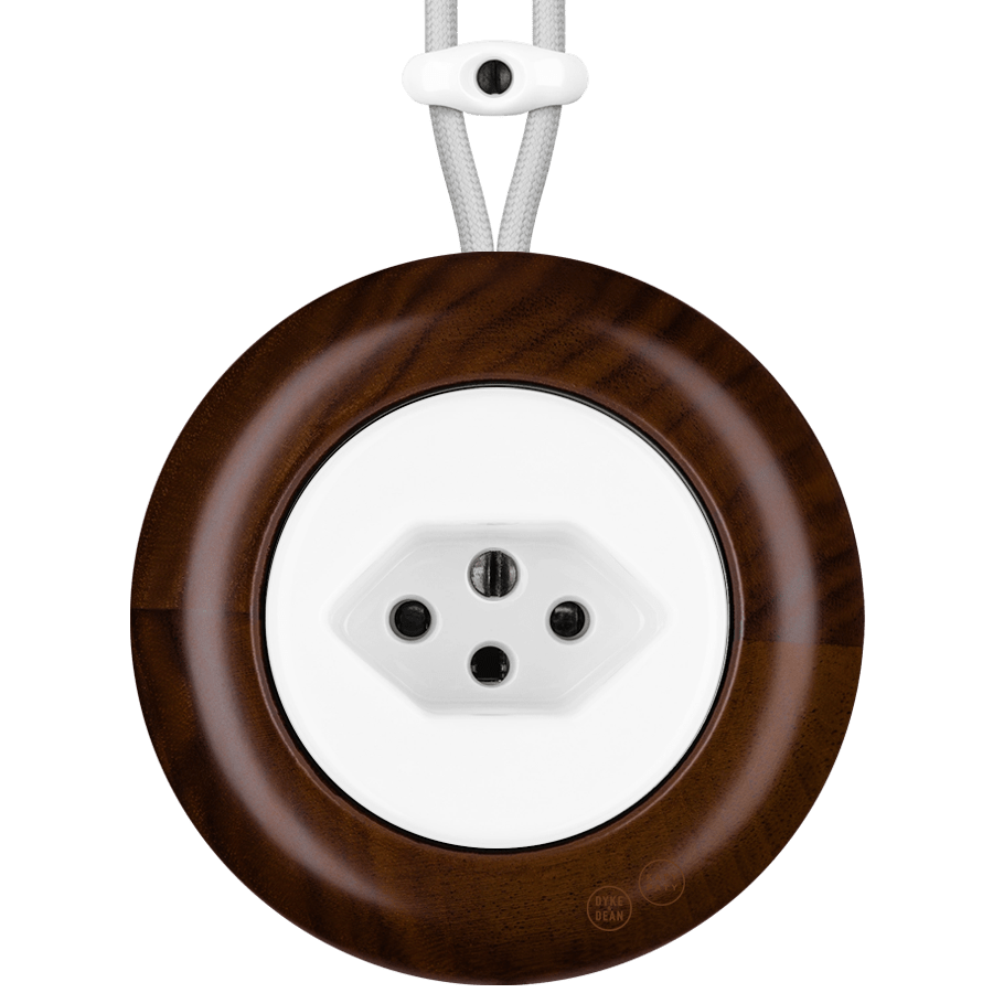 WOODEN PORCELAIN SURFACE MOUNTED NUCLEUS SOCKET SWISS - DYKE & DEAN