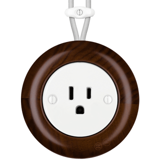 WOODEN PORCELAIN SURFACE MOUNTED NUCLEUS SOCKET USA 15AMP - DYKE & DEAN