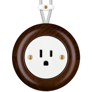 WOODEN PORCELAIN SURFACE MOUNTED NUCLEUS SOCKET USA 15AMP - DYKE & DEAN