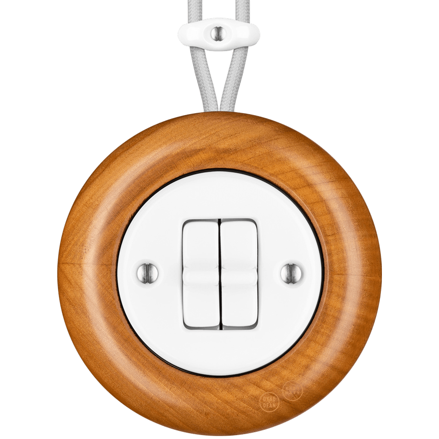 WOODEN PORCELAIN SURFACE MOUNTED PADELUS DOUBLE TOGGLE SWITCH DYKE DEAN Wooden porcelain surface mounted padelus double toggle switch dyke dean