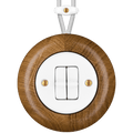 WOODEN PORCELAIN SURFACE MOUNTED ROBUS DOUBLE TOGGLE SWITCH - DYKE & DEAN