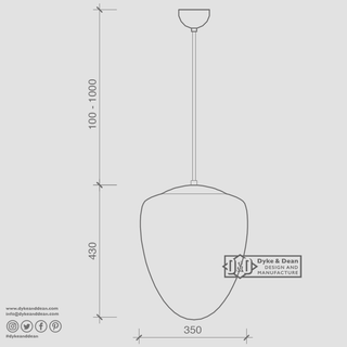 ACORN PENDANT BRASS 350mm - DYKE & DEAN