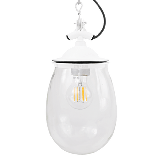 BELL JAR INDUSTRIAL LIGHT WHITE CLEAR GLASS - DYKE & DEAN