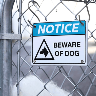 BEWARE OF THE DOG ENAMEL SIGN - DYKE & DEAN