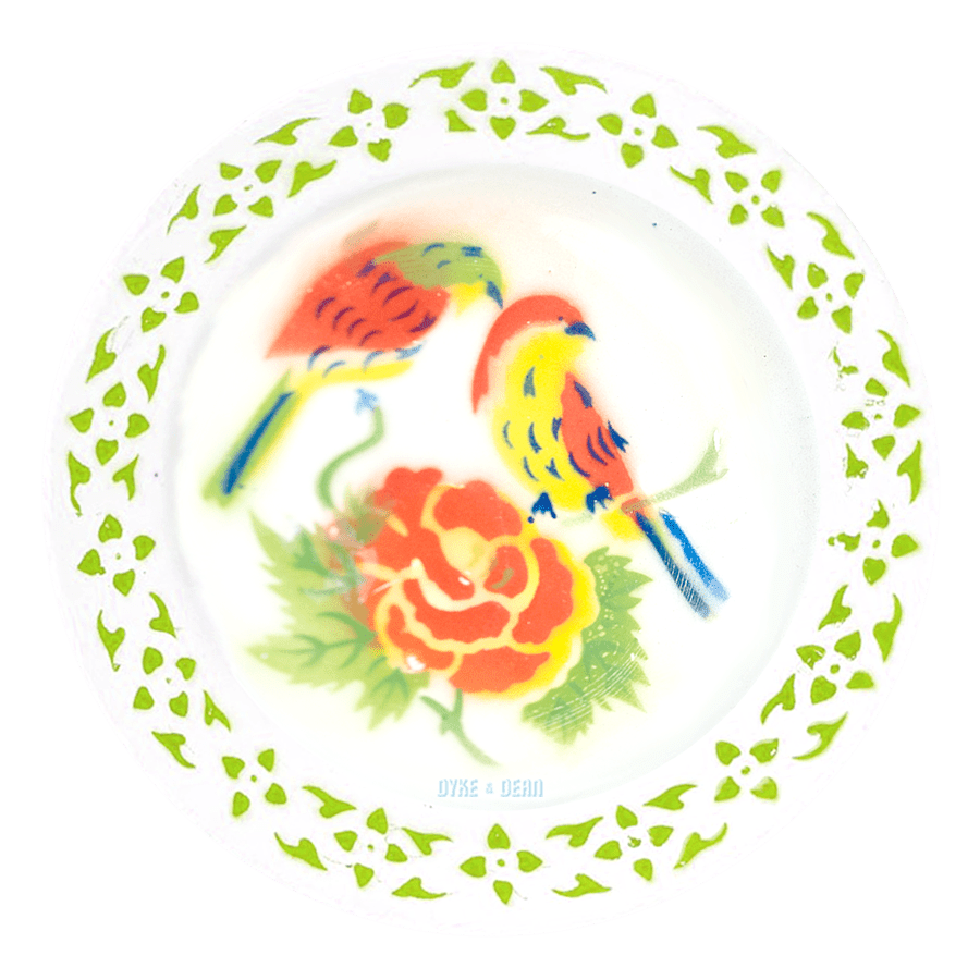 BIRD ENAMEL PLATE GREEN - DYKE & DEAN