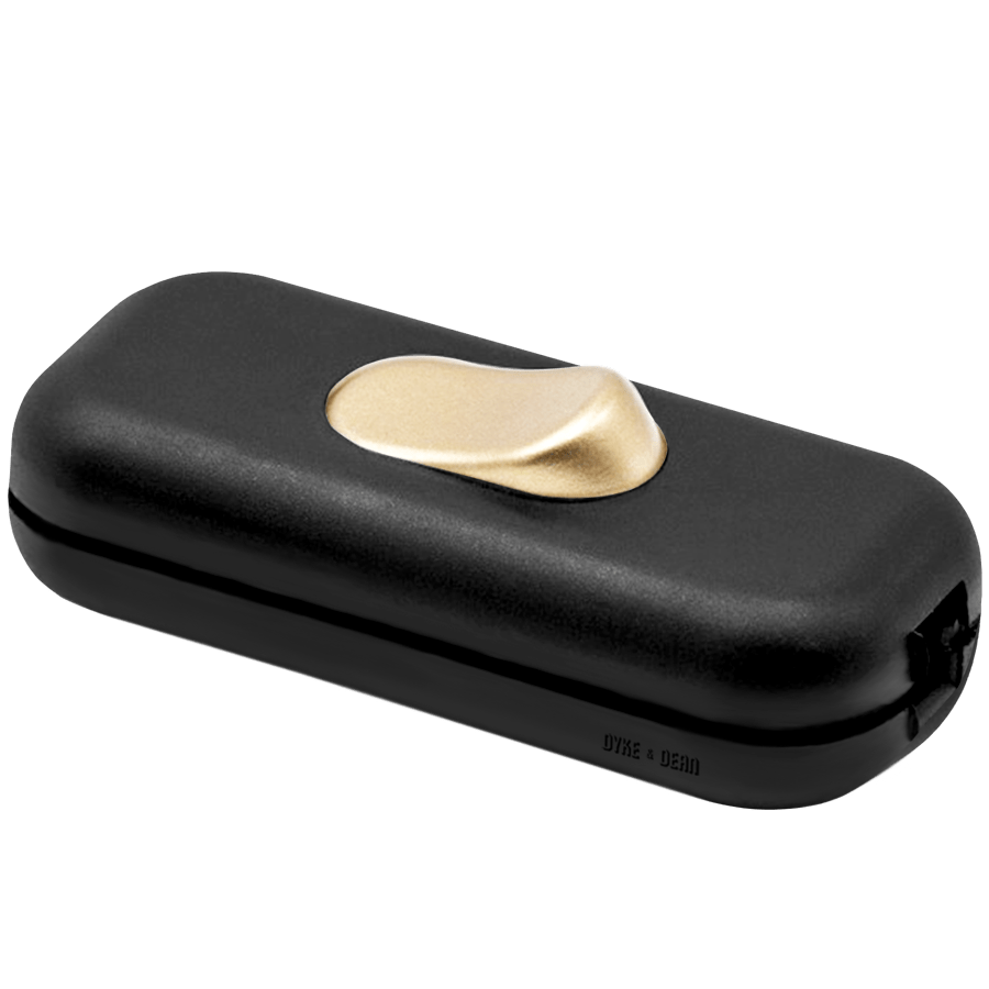 BLACK BASIC INLINE CABLE LAMP SWITCH GOLD - DYKE & DEAN