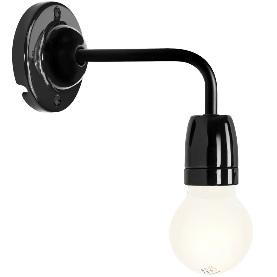 BLACK CERAMIC 90° DEGREE WALL LIGHT - DYKE & DEAN