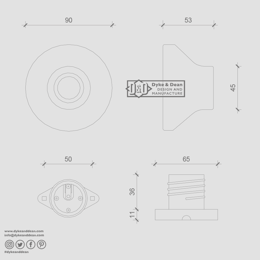 BLACK CERAMIC WALL & CEILING LAMP - DYKE & DEAN