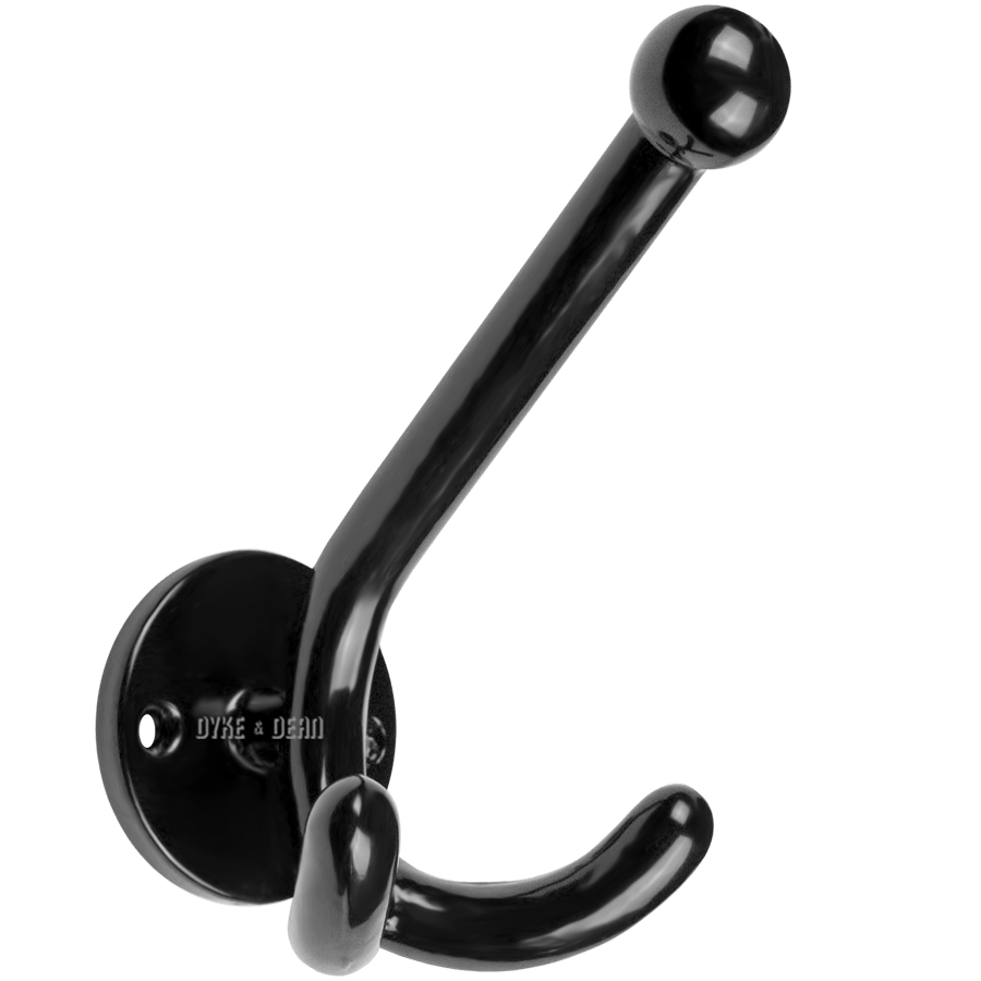 BLACK DOOR KNOB HOOK TRIPLE - DYKE & DEAN