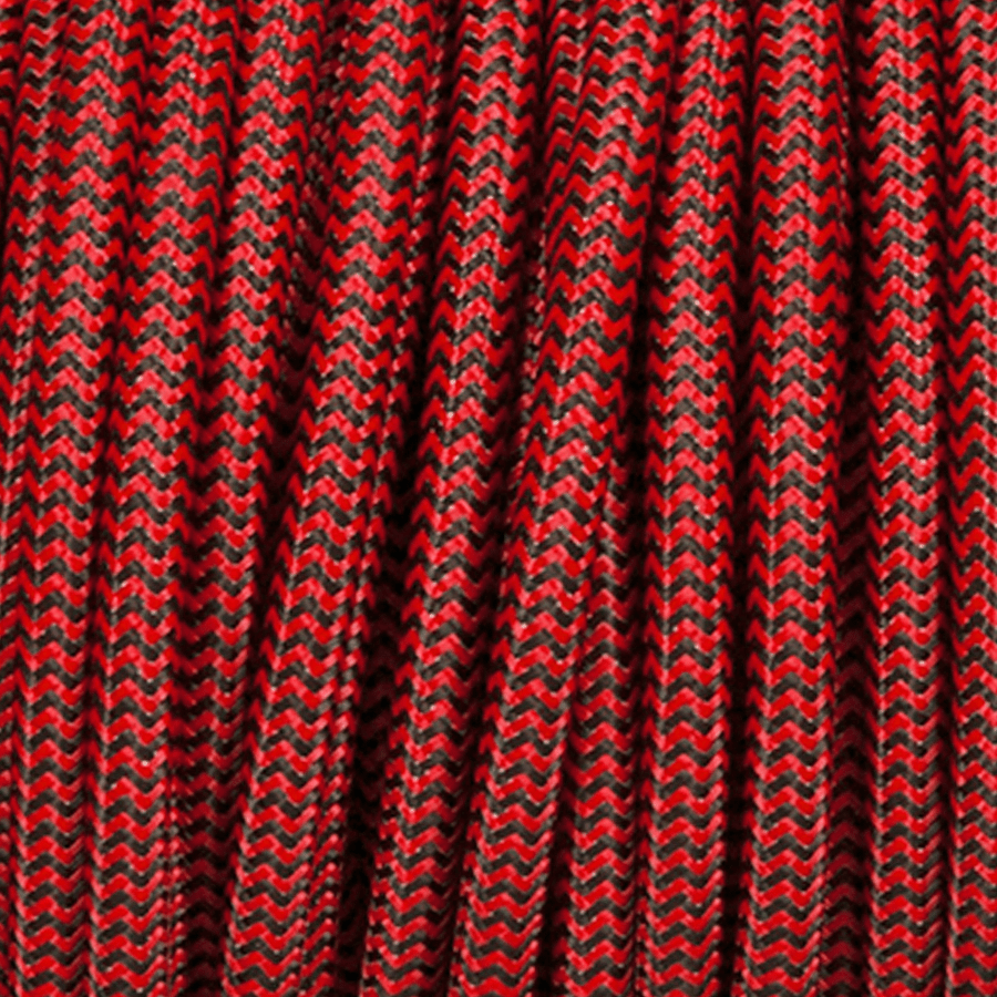 BLACK & RED ZIG ZAG ROUND FABRIC CABLE - DYKE & DEAN