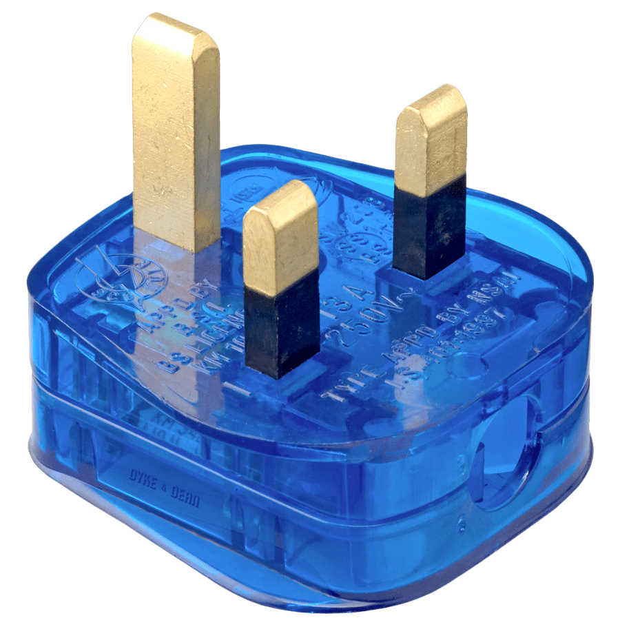 BLUE TRANSPARENT PLUG 3AMP - DYKE & DEAN