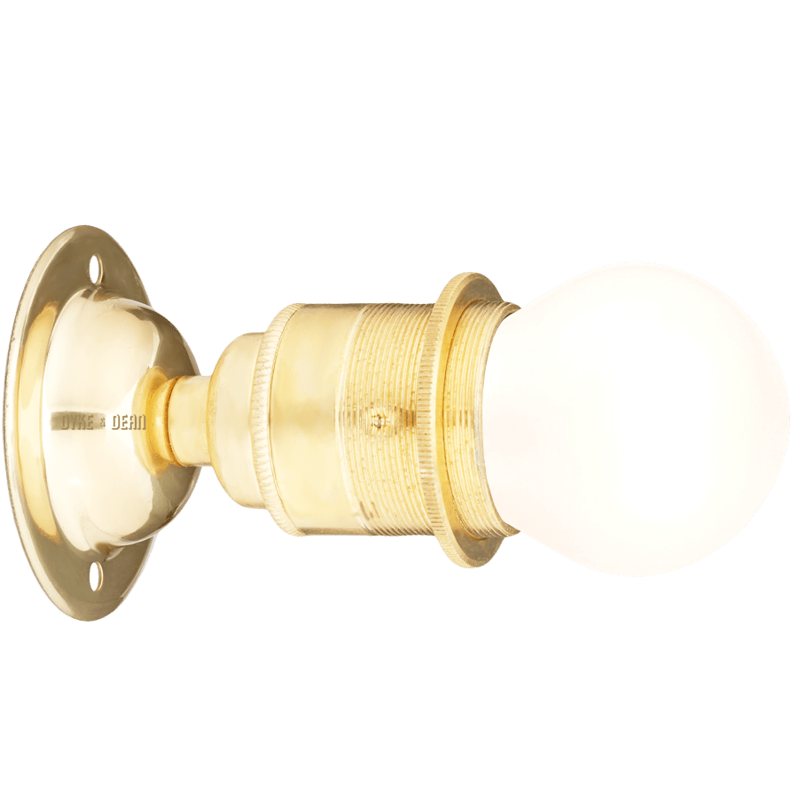 BRASS FIXED E27 WALL BULB HOLDER - DYKE & DEAN