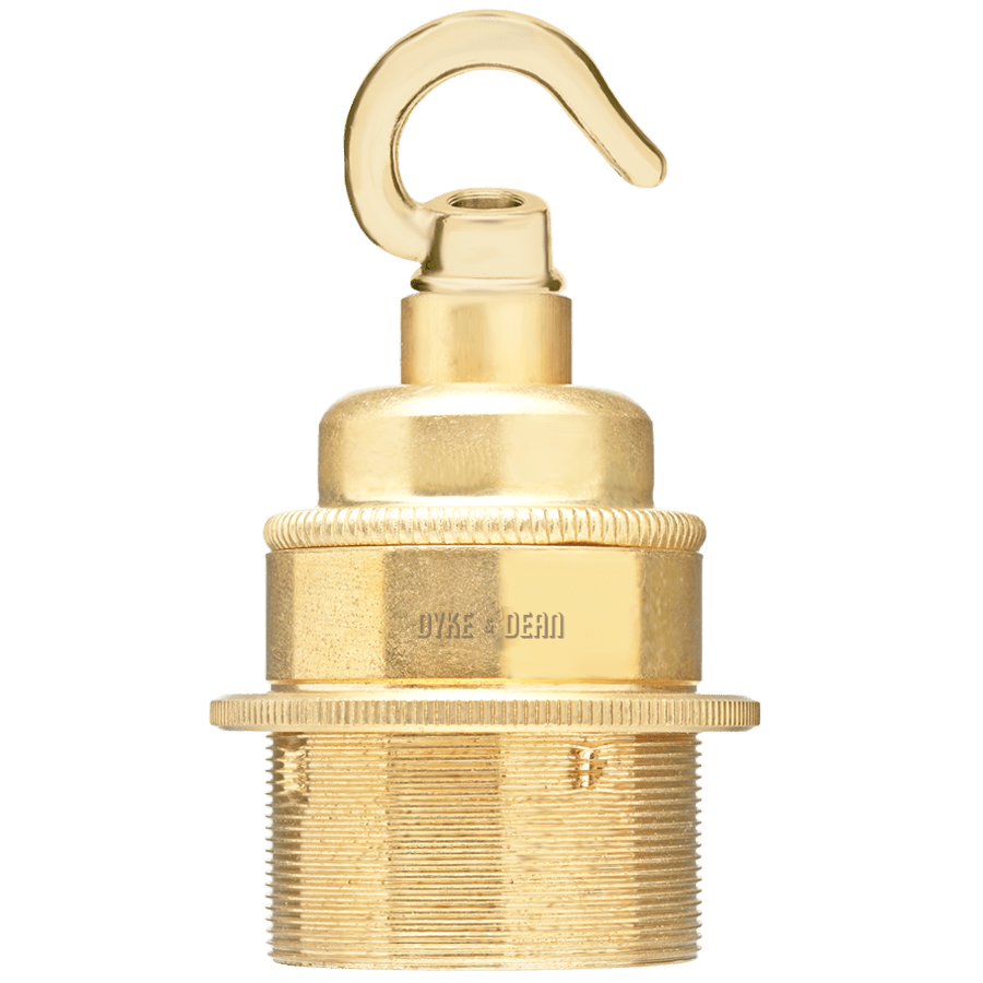 BRASS HOOKED E27 BULB HOLDER - DYKE & DEAN