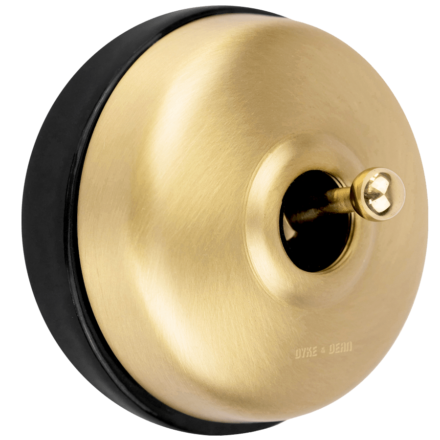 BRUSHED BRASS 2 WAY TOGGLE WALL SWITCH BLACK - DYKE & DEAN