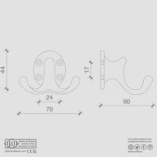 CAST DOUBLE WALL HOOK ALUMINIUM - DYKE & DEAN