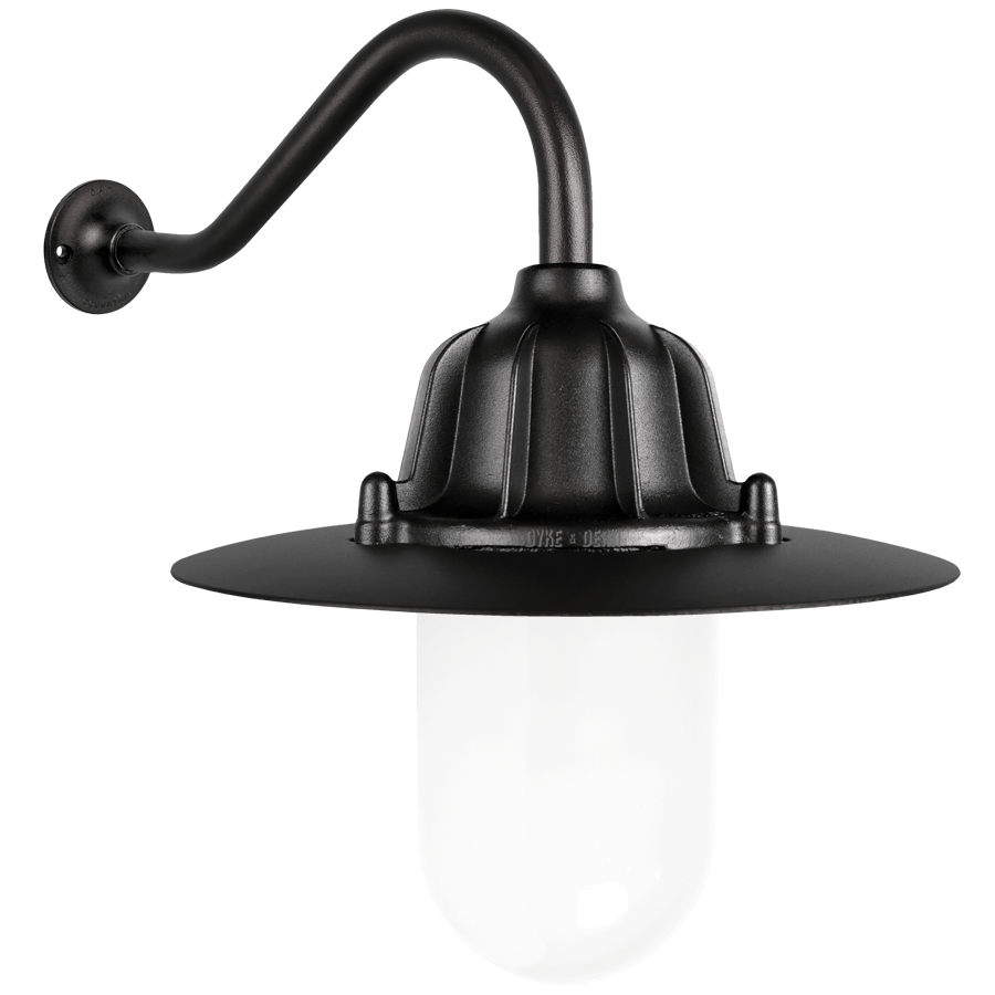 CAST SWAN NECK SHADED LANTERN FROSTED GLASS BLACK - DYKE & DEAN