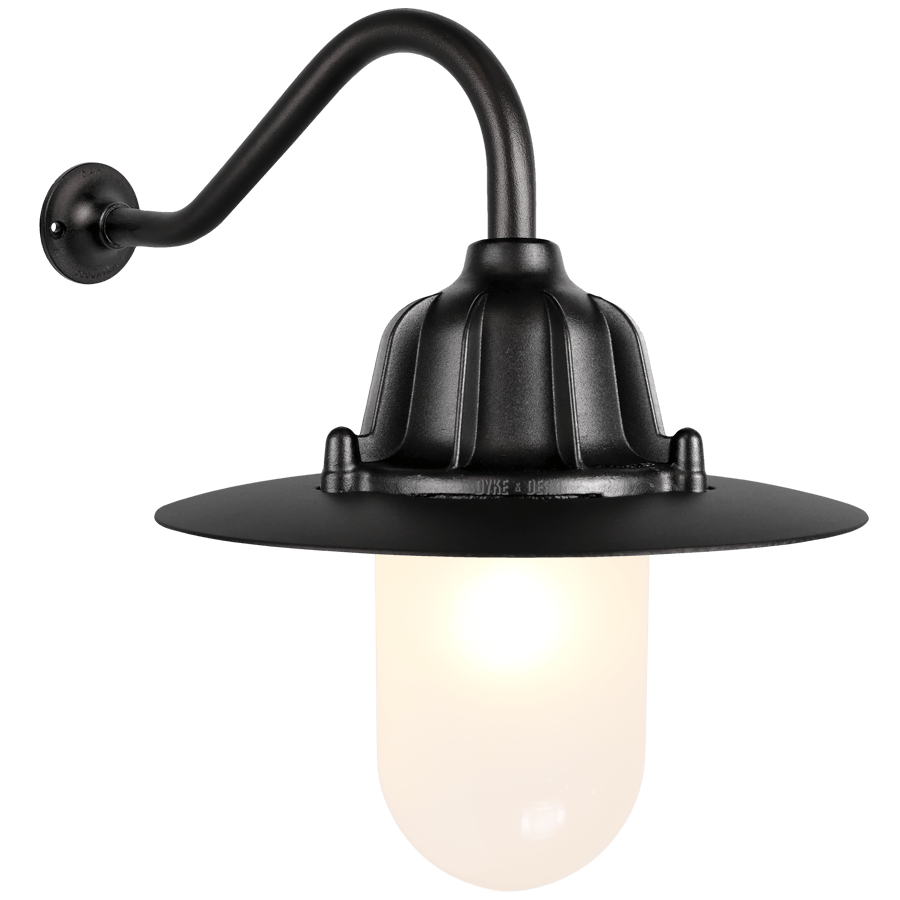 CAST SWAN NECK SHADED LANTERN FROSTED GLASS BLACK - DYKE & DEAN