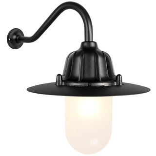 CAST SWAN NECK SHADED LANTERN FROSTED GLASS BLACK - DYKE & DEAN