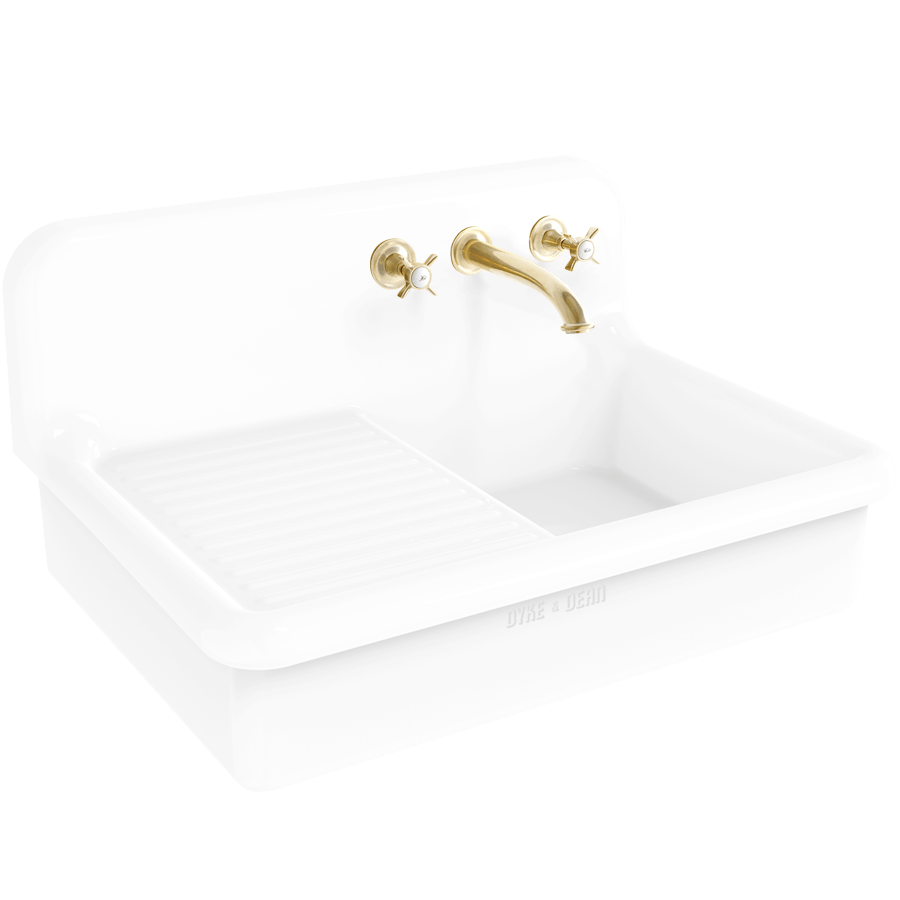 CERAMIC DRAINBOARD SPLASH BACK SINK - DYKE & DEAN