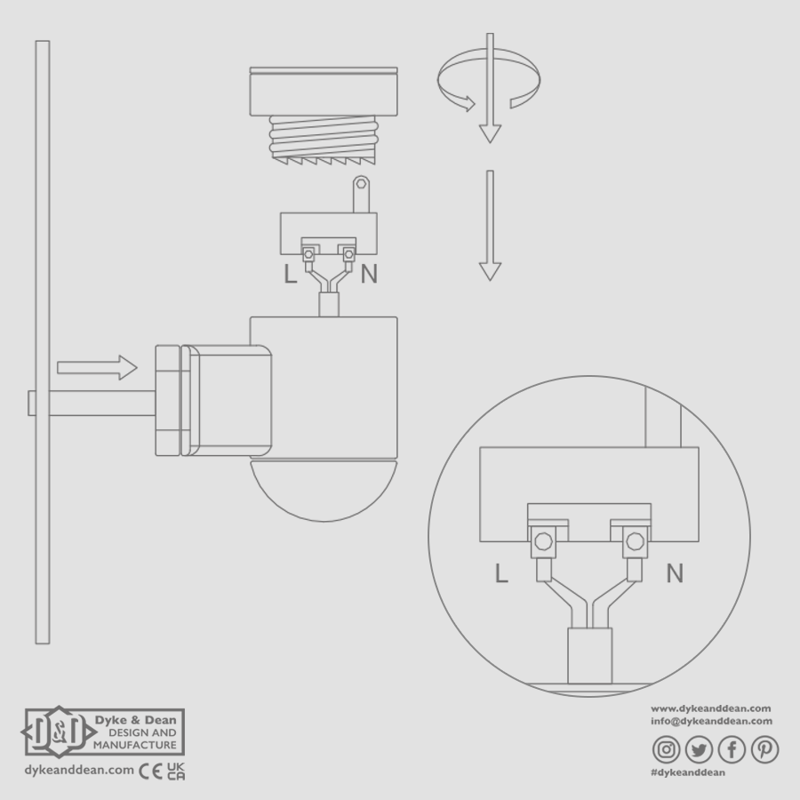 CERAMIC DROP ARM WALL FITTING BLACK - DYKE & DEAN