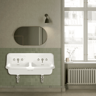 CERAMIC MOUNTED DOUBLE SINK WHITE - DYKE & DEAN