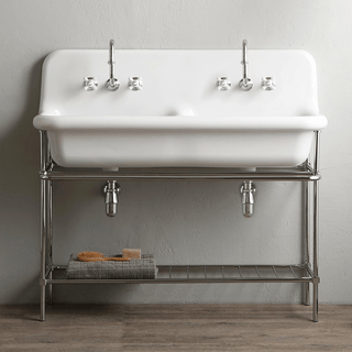 CERAMIC MOUNTED DOUBLE SINK WHITE - DYKE & DEAN