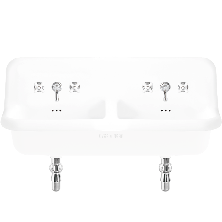 CERAMIC MOUNTED DOUBLE SINK WHITE - DYKE & DEAN