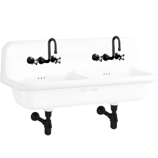 CERAMIC MOUNTED DOUBLE SINK WHITE - DYKE & DEAN