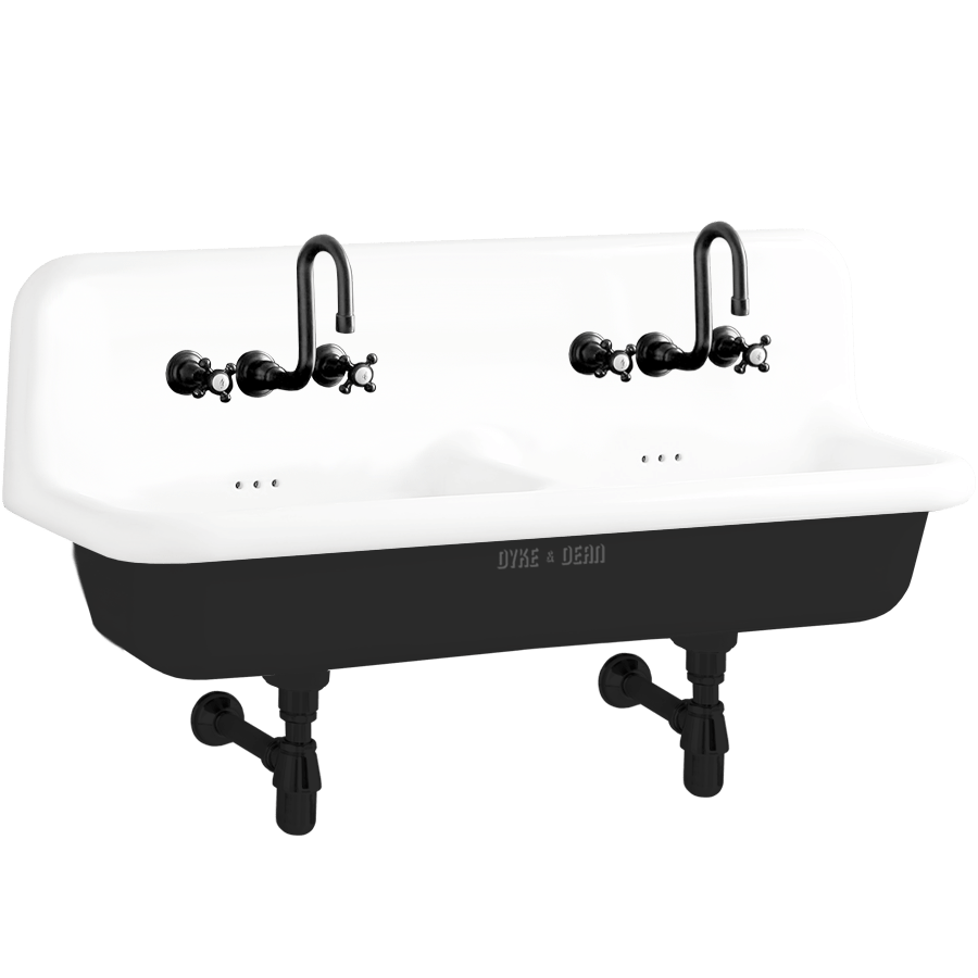 CERAMIC MOUNTED DOUBLE SINK WHITE - DYKE & DEAN