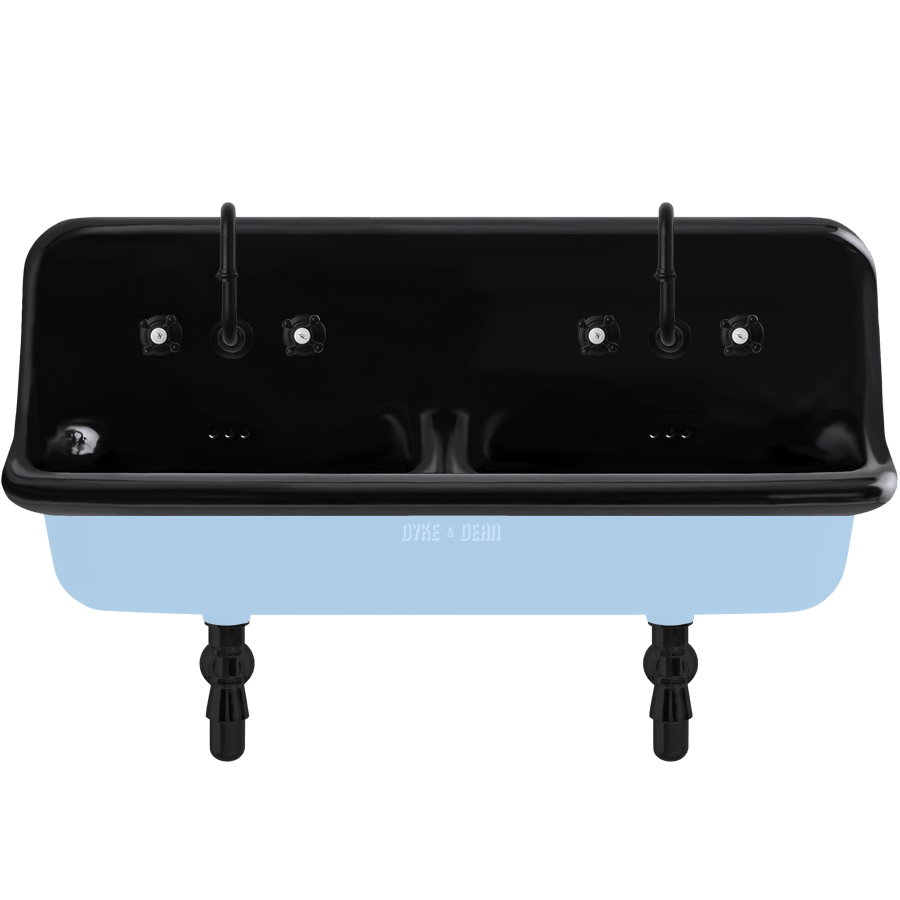 CERAMIC MOUNTED DOUBLE SINK WITH COLOUR OPTIONS - DYKE & DEAN