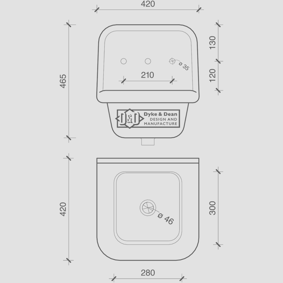 CERAMIC MOUNTED SMALL SINK DYKE & DEAN