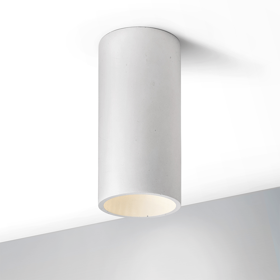 CONCRETE CYLINDER CEILING LIGHT LIGHT GREY - DYKE & DEAN