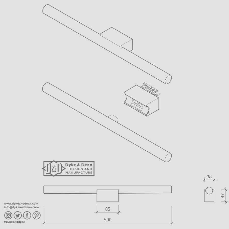 COPPER PEG TUBE BULB MOUNT - DYKE & DEAN