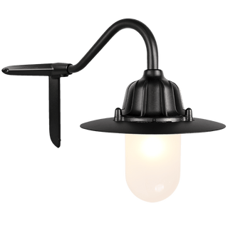 CORNER SWAN NECK SHADED FROSTED LANTERN BLACK - DYKE & DEAN