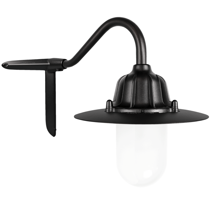 CORNER SWAN NECK SHADED FROSTED LANTERN BLACK - DYKE & DEAN