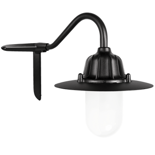 CORNER SWAN NECK SHADED FROSTED LANTERN BLACK - DYKE & DEAN