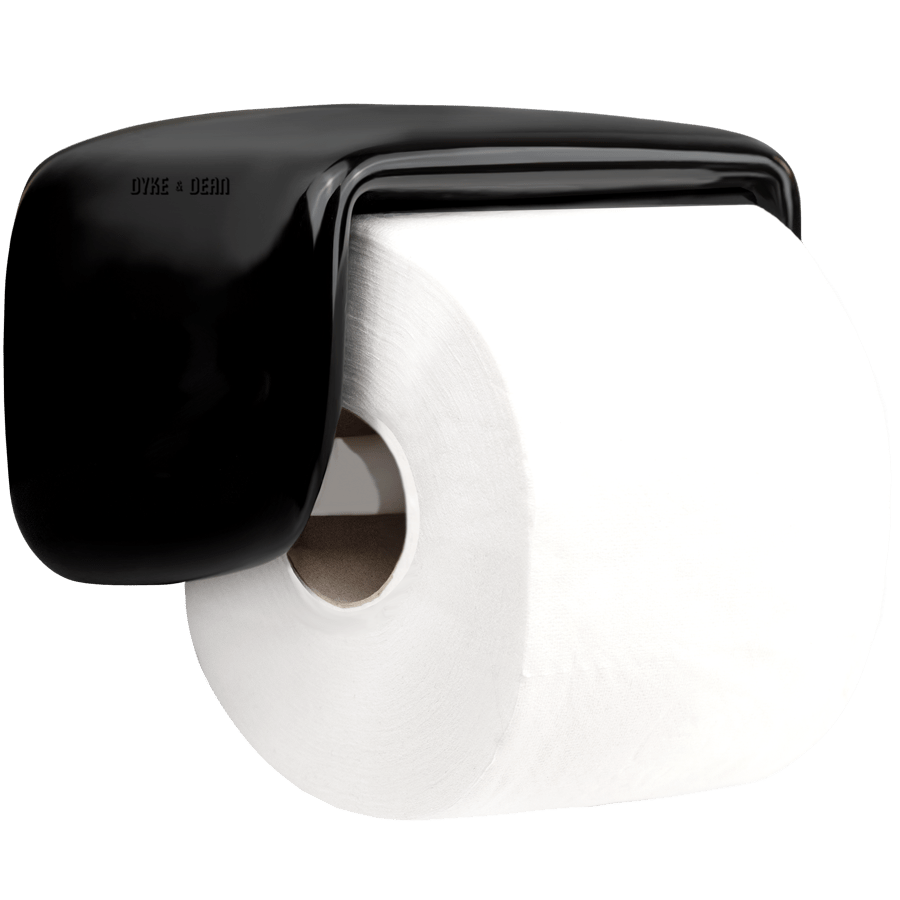 COVERED PORCELAIN TOILET PAPER HOLDER BLACK - DYKE & DEAN