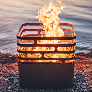 CUBE FIRE BASKET & GRILL BLACK CUBE GRILL - DYKE & DEAN