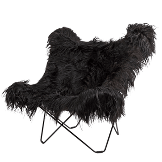 CUERO BUTTERFLY CHAIR LONG BLACK SHEEPSKIN - DYKE & DEAN