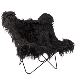 CUERO BUTTERFLY CHAIR LONG BLACK SHEEPSKIN - DYKE & DEAN