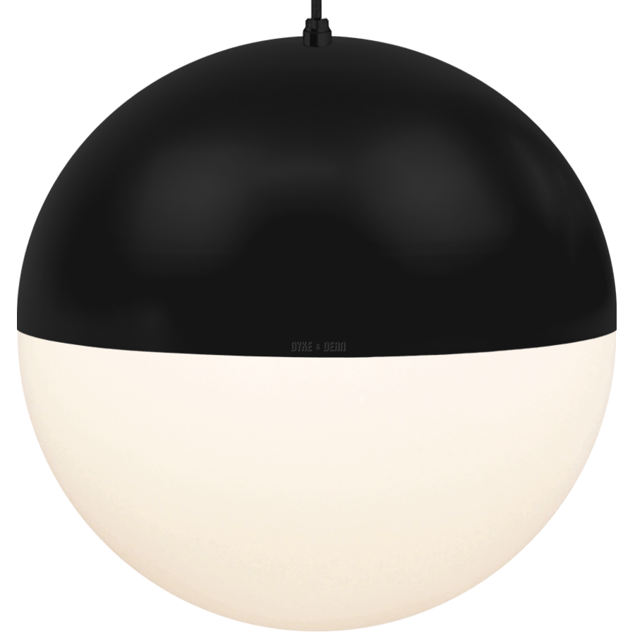 DOME CAPPED OPAL GLOBE PENDANT BLACK 600MM - DYKE & DEAN