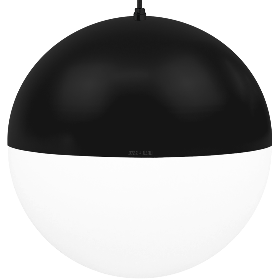 DOME CAPPED OPAL GLOBE PENDANT BLACK 600MM - DYKE & DEAN