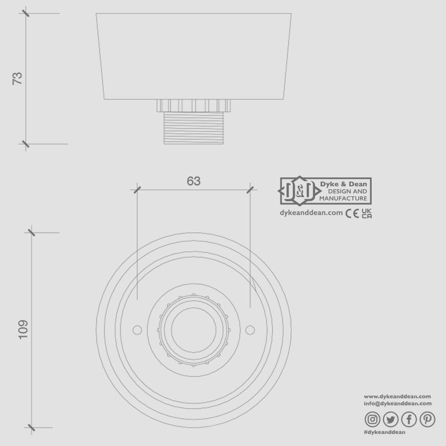 DUROPLAST CREAM REARWIRED WALL & CEILING LIGHT FROSTED - DYKE & DEAN