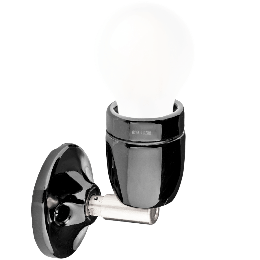 DYKE & DEAN BLACK CERAMIC LAMP CHROME ELBOW - DYKE & DEAN