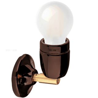 DYKE & DEAN BROWN CERAMIC LAMP BRASS ELBOW - DYKE & DEAN