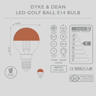 DYKE & DEAN COPPER CAP BULB E14 - DYKE & DEAN