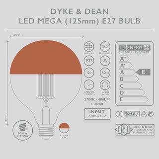 DYKE & DEAN LED COPPER CAP MEGA BULB E27 - DYKE & DEAN