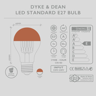 DYKE & DEAN LED COPPER CAP STANDARD E27 BULB - DYKE & DEAN