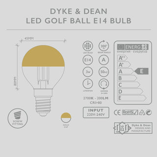 DYKE & DEAN LED GOLD CAP E14 BULB - DYKE & DEAN