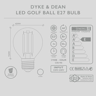 DYKE & DEAN LED GOLF BALL E27 BULB - DYKE & DEAN